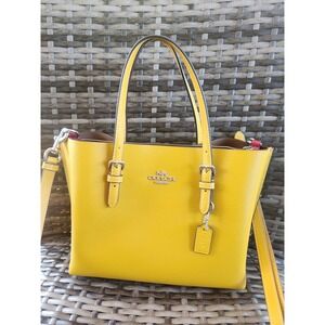 COACH Mollie Tote 25 Mustard Yellow Leather Crossbody Handbag Purse